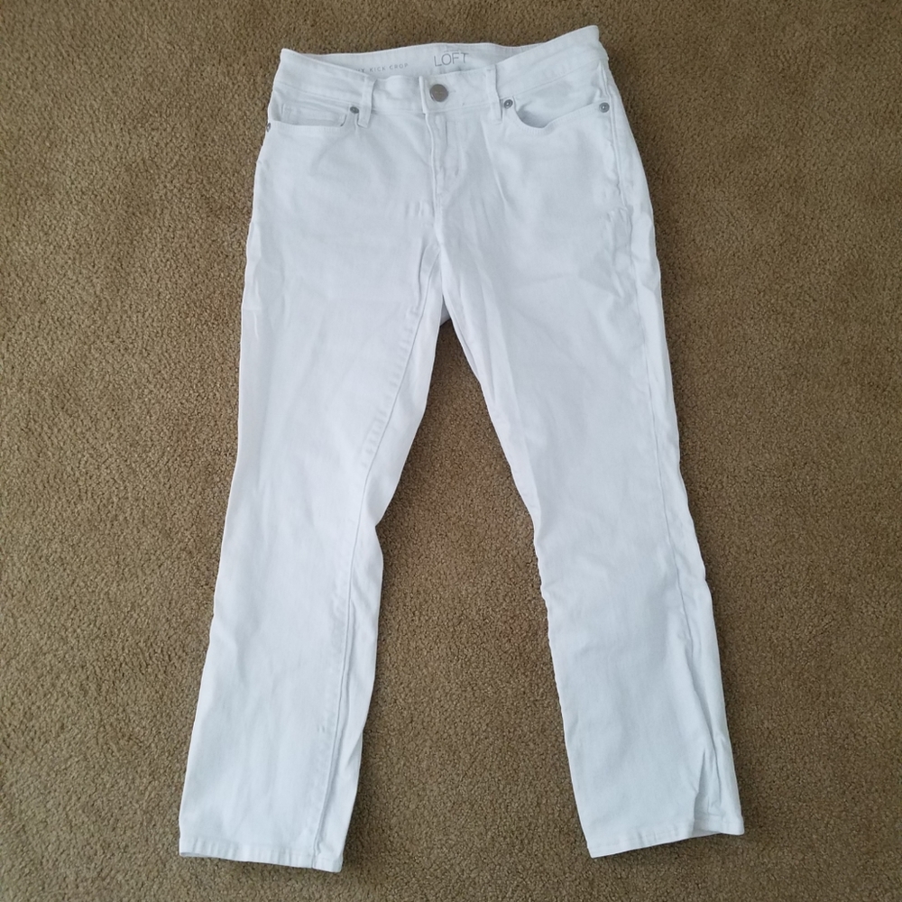 Ann Taylor Loft White Capris Cropped Jeans